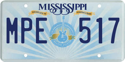 MS license plate MPE517