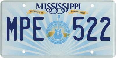 MS license plate MPE522