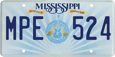 MS license plate MPE524