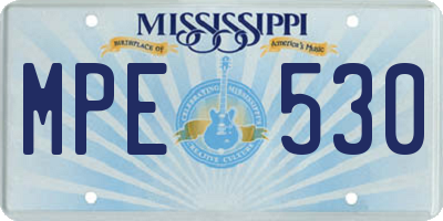 MS license plate MPE530