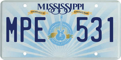 MS license plate MPE531