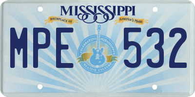 MS license plate MPE532