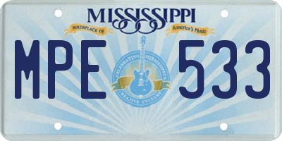 MS license plate MPE533