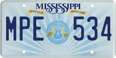 MS license plate MPE534