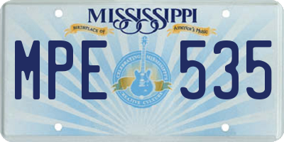 MS license plate MPE535