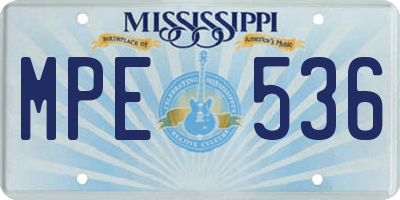 MS license plate MPE536