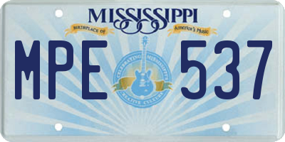MS license plate MPE537