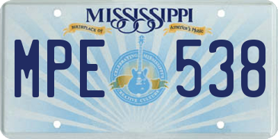 MS license plate MPE538