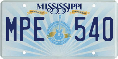 MS license plate MPE540