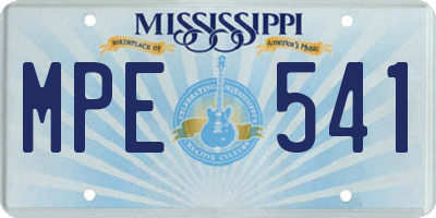 MS license plate MPE541