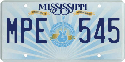 MS license plate MPE545