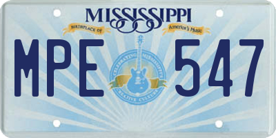 MS license plate MPE547