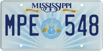 MS license plate MPE548