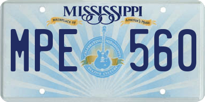 MS license plate MPE560