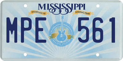 MS license plate MPE561