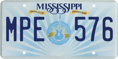 MS license plate MPE576