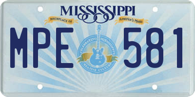 MS license plate MPE581