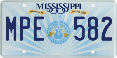 MS license plate MPE582