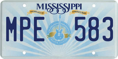 MS license plate MPE583