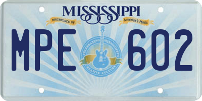 MS license plate MPE602