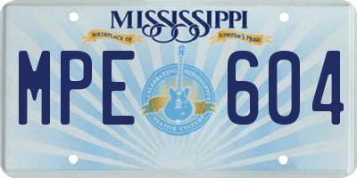 MS license plate MPE604