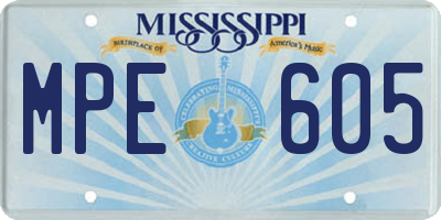 MS license plate MPE605