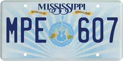 MS license plate MPE607