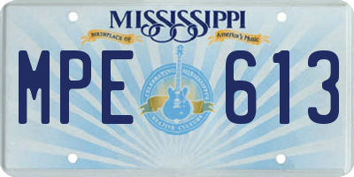 MS license plate MPE613
