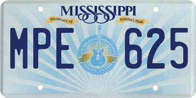 MS license plate MPE625