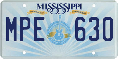 MS license plate MPE630
