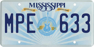 MS license plate MPE633