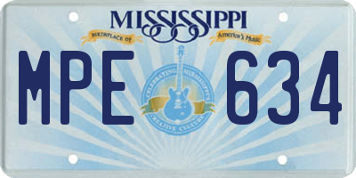 MS license plate MPE634