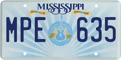 MS license plate MPE635