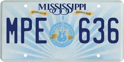MS license plate MPE636