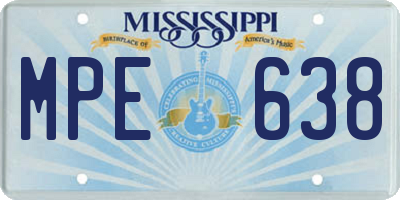 MS license plate MPE638