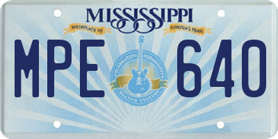 MS license plate MPE640