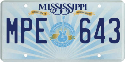 MS license plate MPE643