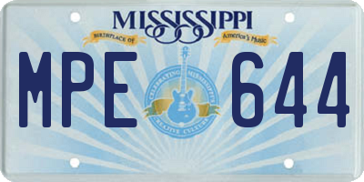MS license plate MPE644