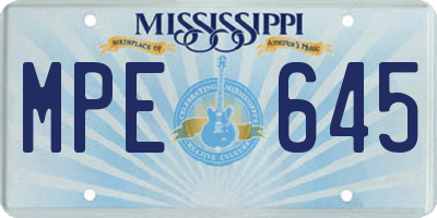 MS license plate MPE645