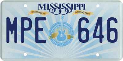MS license plate MPE646