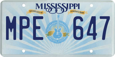 MS license plate MPE647