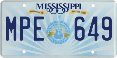 MS license plate MPE649