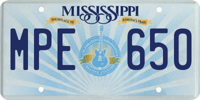 MS license plate MPE650