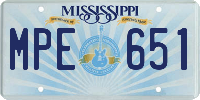 MS license plate MPE651