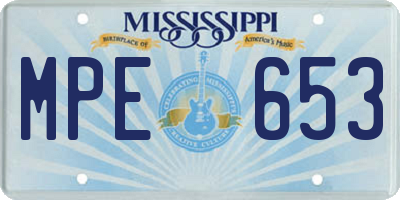 MS license plate MPE653