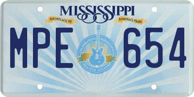 MS license plate MPE654