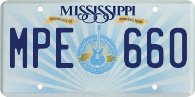 MS license plate MPE660