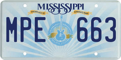 MS license plate MPE663
