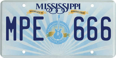 MS license plate MPE666