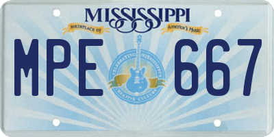 MS license plate MPE667
